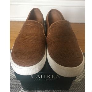 Ralph Lauren Jinny tan slip on shoes